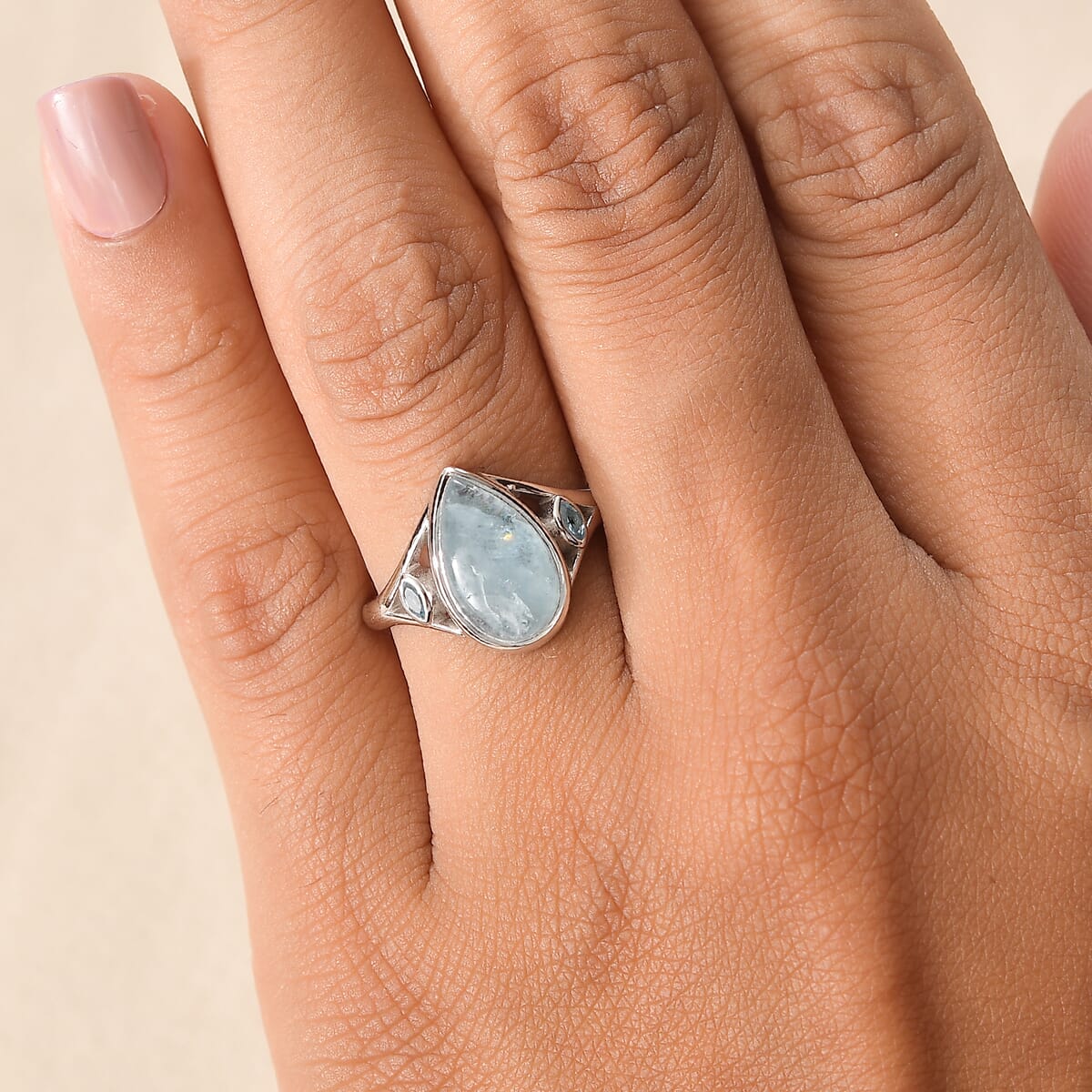 Sajen Silver Aquamarine and Swiss Blue Topaz 3.75 ctw Ring in Rhodium Over Sterling Silver (Size 8.0) image number 2