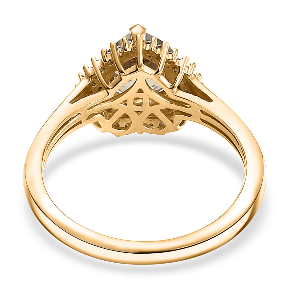 D'Joy AAA Turkizite and Moissanite 1.85 ctw Heart of Twilight Ring in 18K Vermeil Yellow Gold Over Sterling Silver (Size 10) image number 4