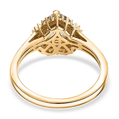 D'Joy AAA Turkizite and Moissanite 1.85 ctw Heart of Twilight Ring in 18K Vermeil Yellow Gold Over Sterling Silver (Size 10)