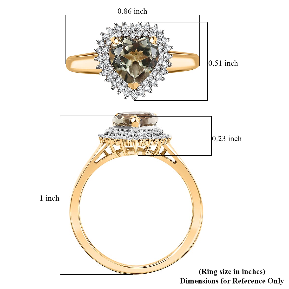 D'Joy AAA Turkizite and Moissanite 1.85 ctw Heart of Twilight Ring in 18K Vermeil Yellow Gold Over Sterling Silver (Size 10) image number 5