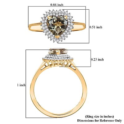 D'Joy AAA Turkizite and Moissanite 1.85 ctw Heart of Twilight Ring in 18K Vermeil Yellow Gold Over Sterling Silver (Size 10)