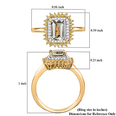 D'Joy AAA Turkizite, Natural Yellow and White Diamond 2.25 ctw Golden Mirage Ring in 18K Vermeil Yellow Gold Over Sterling Silver (Size 10)