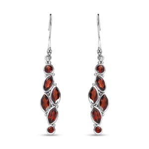 Sajen Silver Mozambique Garnet 6.70 ctw Earrings in Rhodium Over Sterling Silver