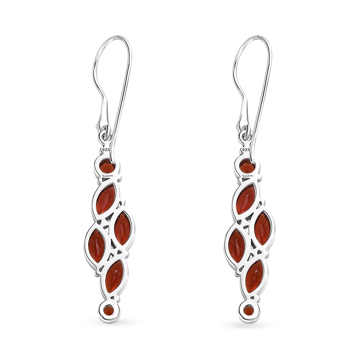 Sajen Silver Mozambique Garnet 6.70 ctw Earrings in Rhodium Over Sterling Silver image number 3
