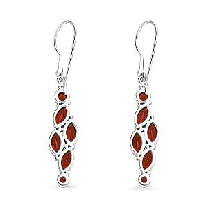 Sajen Silver Mozambique Garnet 6.70 ctw Earrings in Rhodium Over Sterling Silver