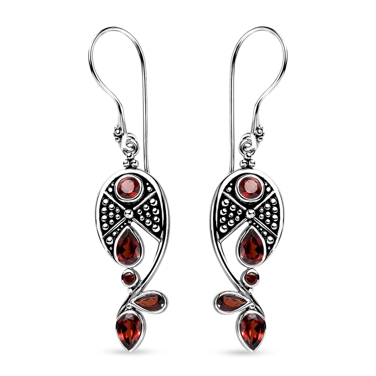 Sajen Silver Mozambique Garnet 3.50 ctw Earrings in Rhodium Over Sterling Silver image number 0