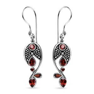 Sajen Silver Mozambique Garnet 3.50 ctw Earrings in Rhodium Over Sterling Silver