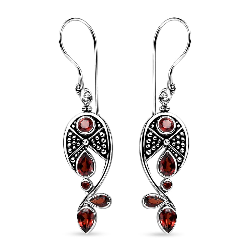 Sajen Silver Mozambique Garnet 3.50 ctw Earrings in Rhodium Over Sterling Silver