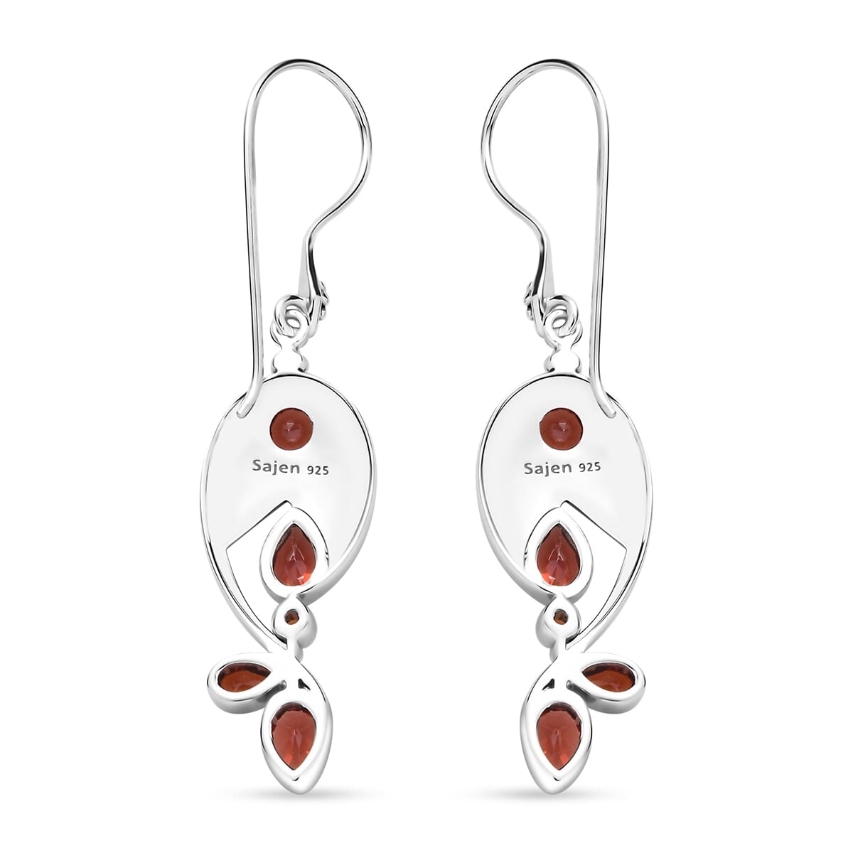 Sajen Silver Mozambique Garnet 3.50 ctw Earrings in Rhodium Over Sterling Silver image number 3
