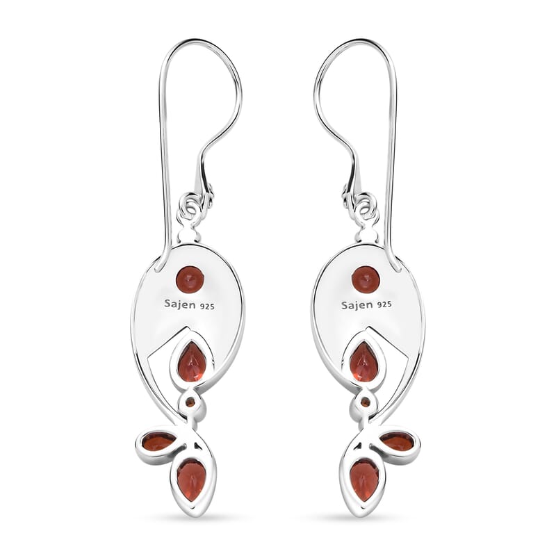 Sajen Silver Mozambique Garnet 3.50 ctw Earrings in Rhodium Over Sterling Silver