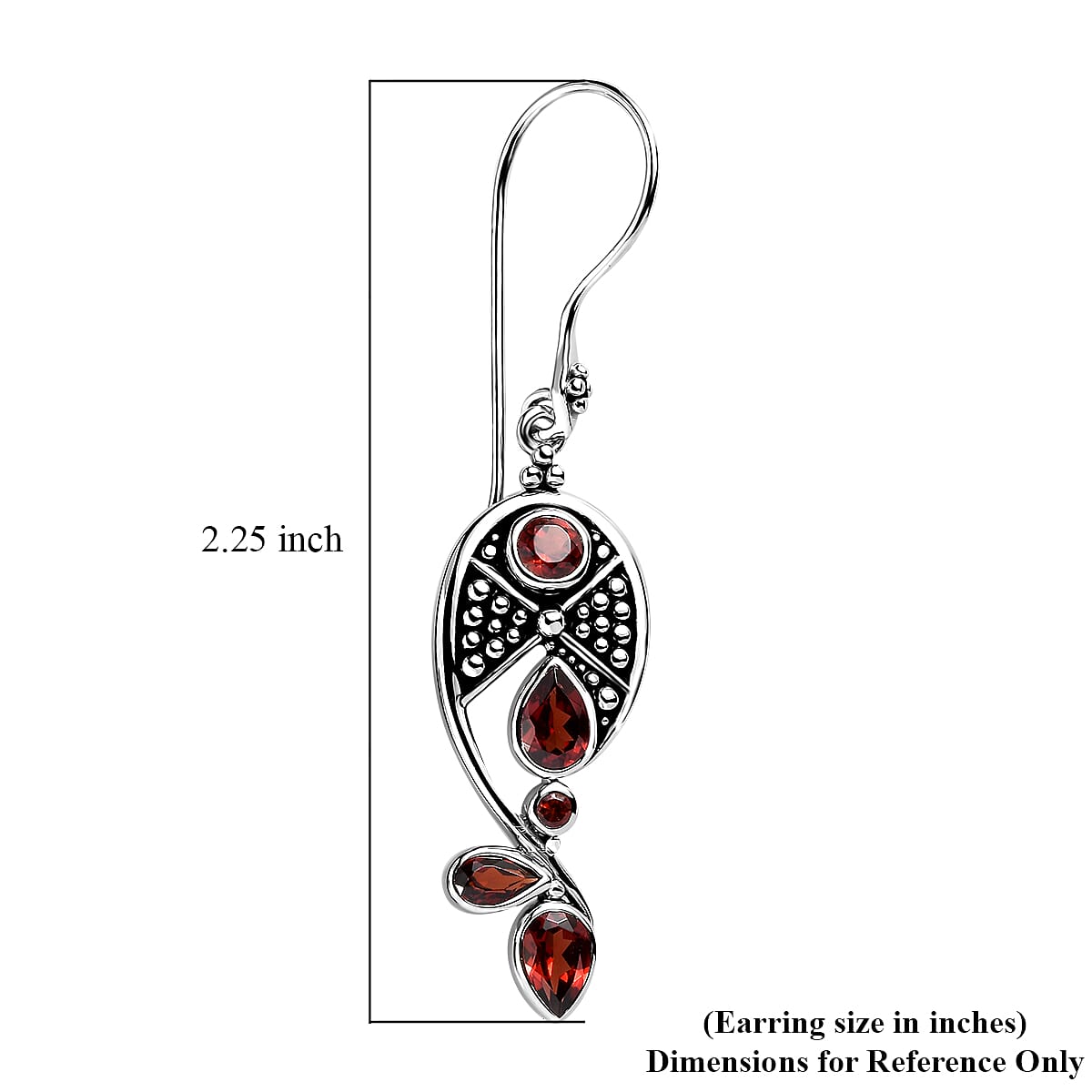Sajen Silver Mozambique Garnet 3.50 ctw Earrings in Rhodium Over Sterling Silver