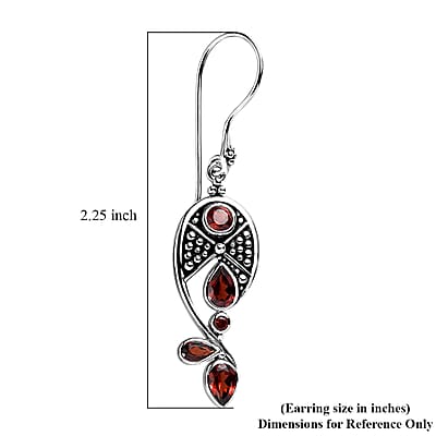 Sajen Silver Mozambique Garnet 3.50 ctw Earrings in Rhodium Over Sterling Silver