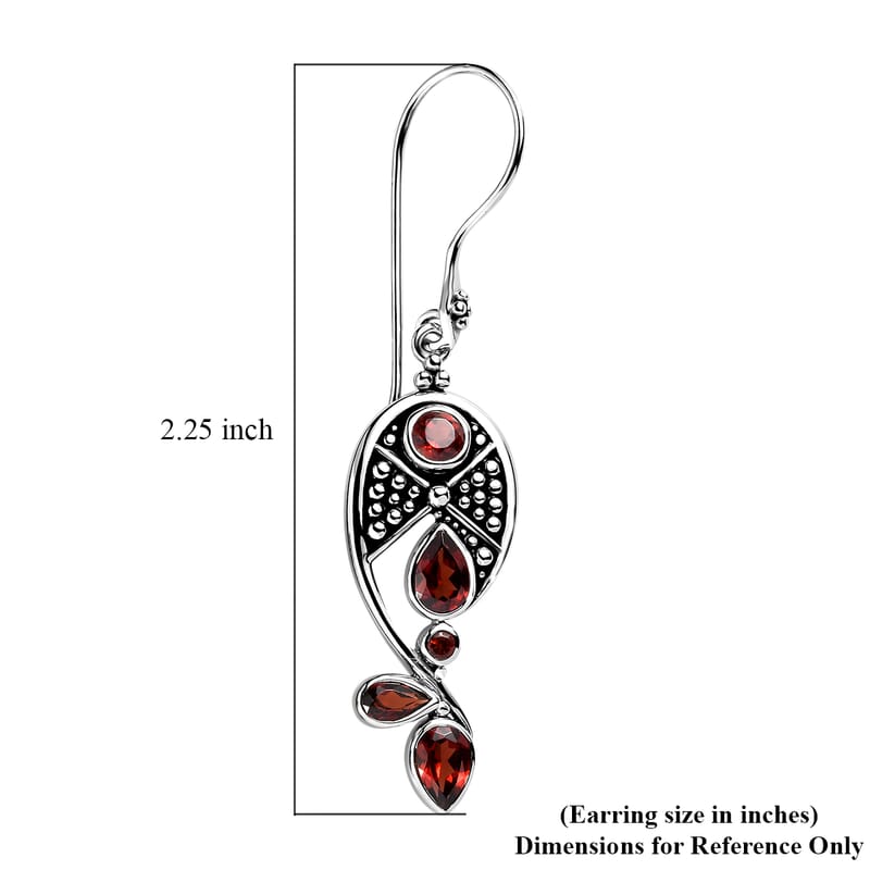 Sajen Silver Mozambique Garnet 3.50 ctw Earrings in Rhodium Over Sterling Silver