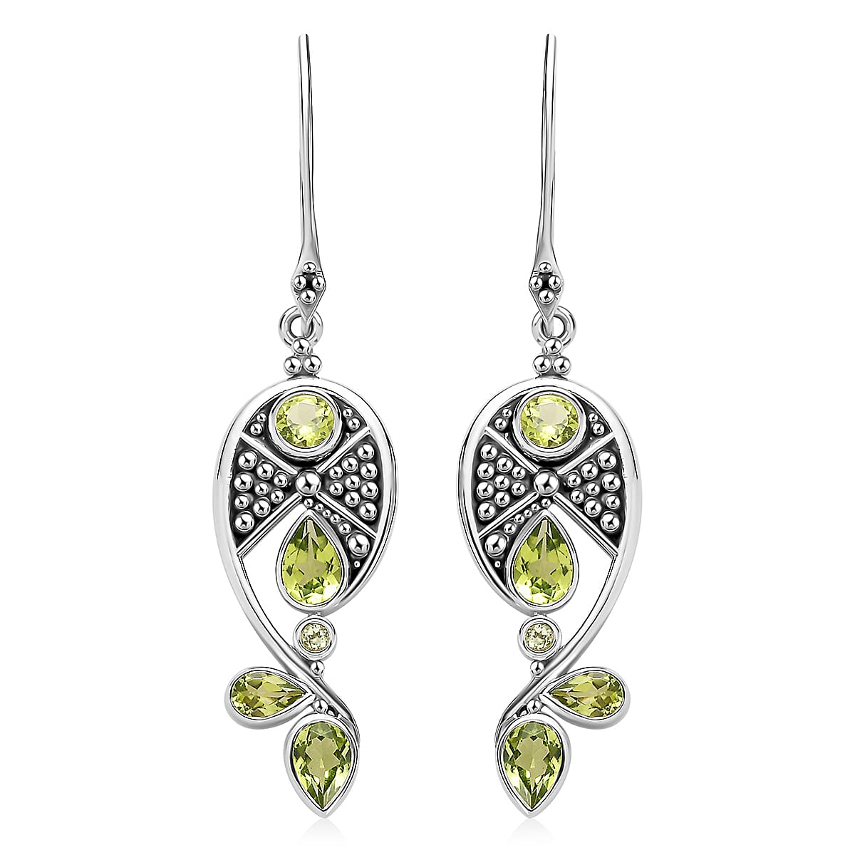 Sajen Silver Peridot 3.00 ctw Earrings in Rhodium Over Sterling Silver image number 0