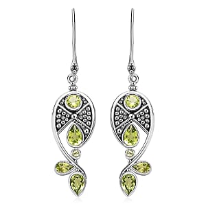 Sajen Silver Peridot 3.00 ctw Earrings in Rhodium Over Sterling Silver