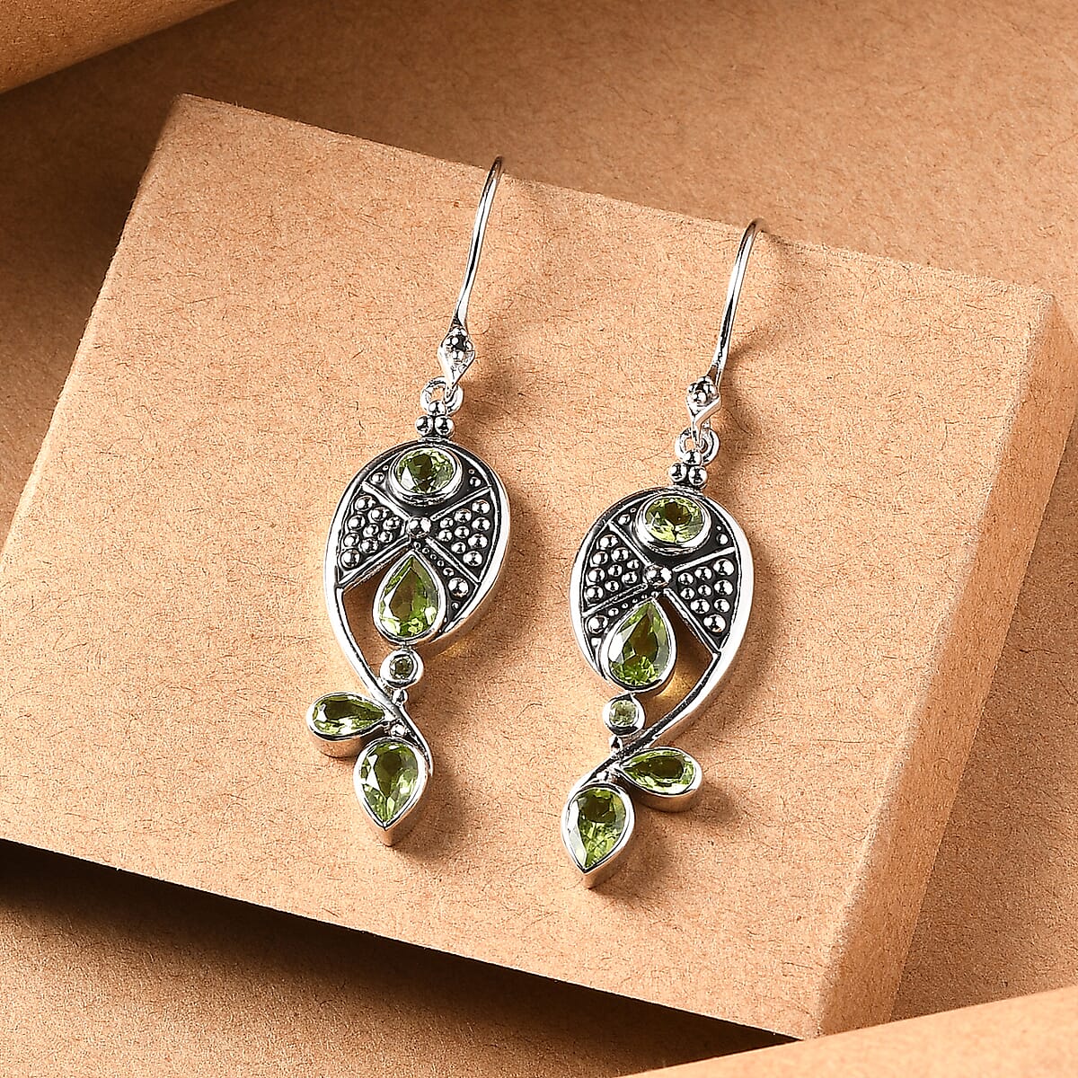 Sajen Silver Peridot 3.00 ctw Earrings in Rhodium Over Sterling Silver image number 1