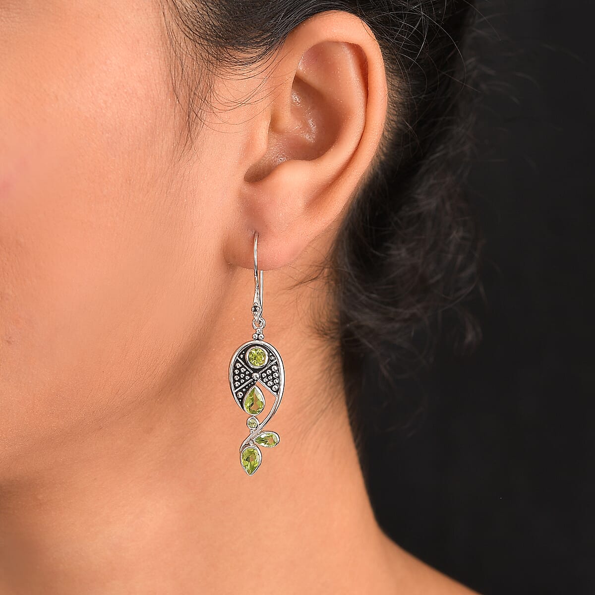 Sajen Silver Peridot 3.00 ctw Earrings in Rhodium Over Sterling Silver image number 2