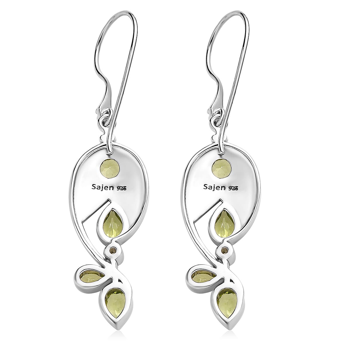 Sajen Silver Peridot 3.00 ctw Earrings in Rhodium Over Sterling Silver image number 3