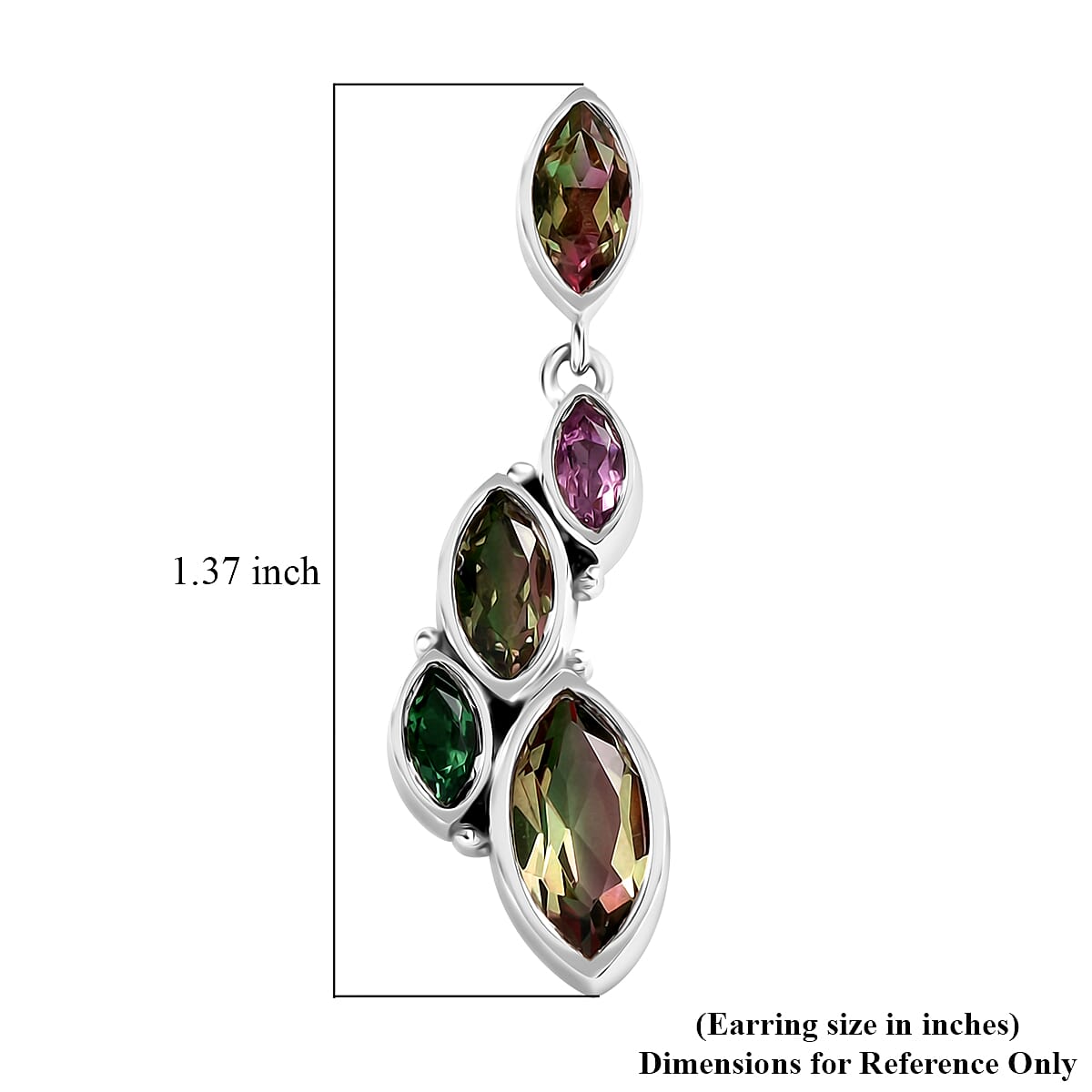 Sajen Silver Celestial Bi-Color Watermelon Doublet Quartz and Multi Gemstone 4.60 ctw Earrings in Rhodium Over Sterling Silver