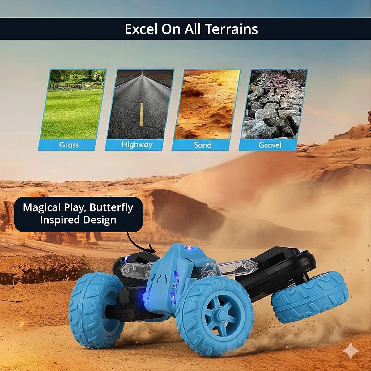 Livmore Blue Butterfly Remote Control Car Toy image number 1