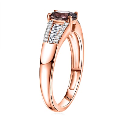 D'Joy Lavender Spinel, Moissanite Ring in 18K Vermeil RG Over Sterling Silver 1.30 ctw (Size 6.0)