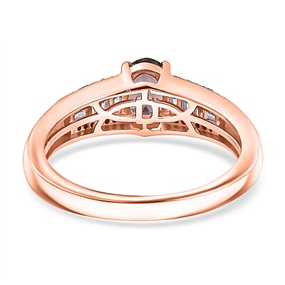 D'Joy Lavender Spinel, Moissanite Ring in 18K Vermeil RG Over Sterling Silver 1.30 ctw (Size 6.0)