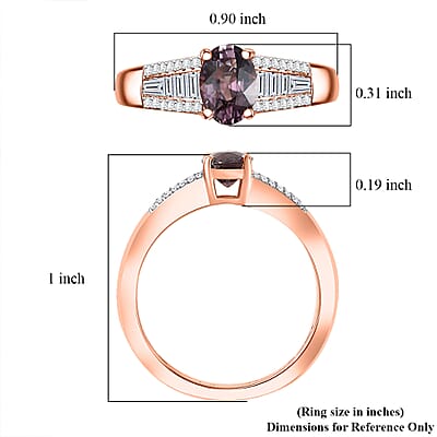 D'Joy Lavender Spinel, Moissanite Ring in 18K Vermeil RG Over Sterling Silver 1.30 ctw (Size 6.0)