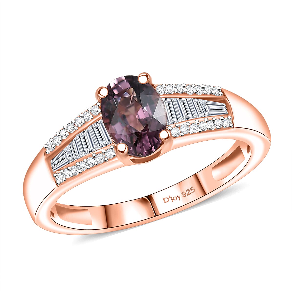 D'Joy Royal Lavender Spinel and Moissanite 1.30 ctw Ring in 18K Vermeil Rose Gold Over Sterling Silver (Size 7.0) image number 0