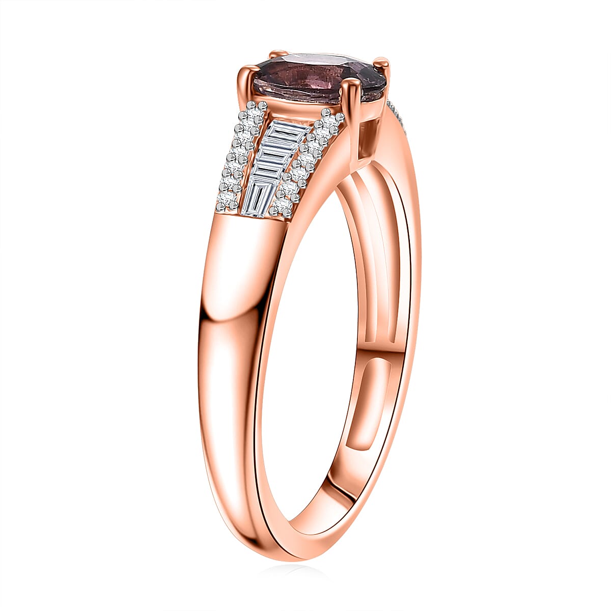 D'Joy Lavender Spinel, Moissanite Ring in 18K Vermeil RG Over Sterling Silver 1.30 ctw (Size 8.0) image number 3