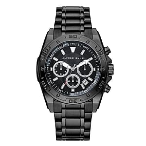 Closeout Alfred Sung ION Plated Black Japanese Movement Watch