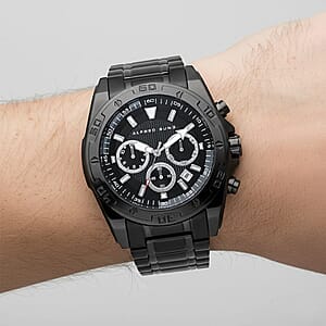 Closeout Alfred Sung ION Plated Black Japanese Movement Watch