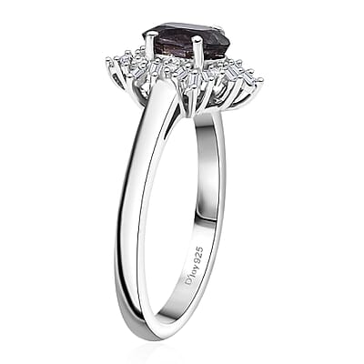 D'Joy Royal Lavender Spinel and Diamond 1.10 ctw Royal Rays Ring in Rhodium Over Sterling Silver (Size 10.0)