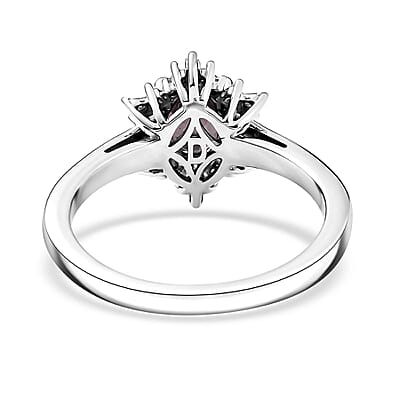 D'Joy Royal Lavender Spinel and Diamond 1.10 ctw Royal Rays Ring in Rhodium Over Sterling Silver (Size 10.0)