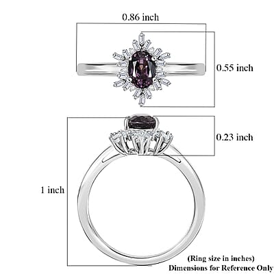 D'Joy Royal Lavender Spinel and Diamond 1.10 ctw Royal Rays Ring in Rhodium Over Sterling Silver (Size 10.0)