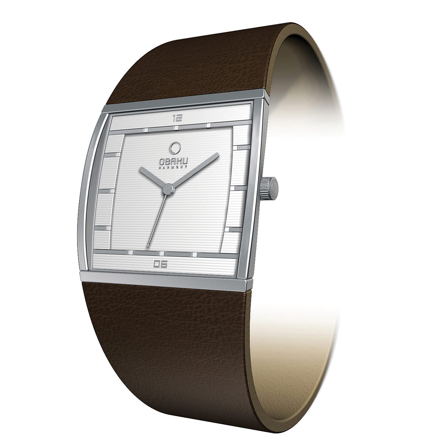 Closeout Obaku  Stainless Steel Swiss Movement Watch with Brown Leather Strap