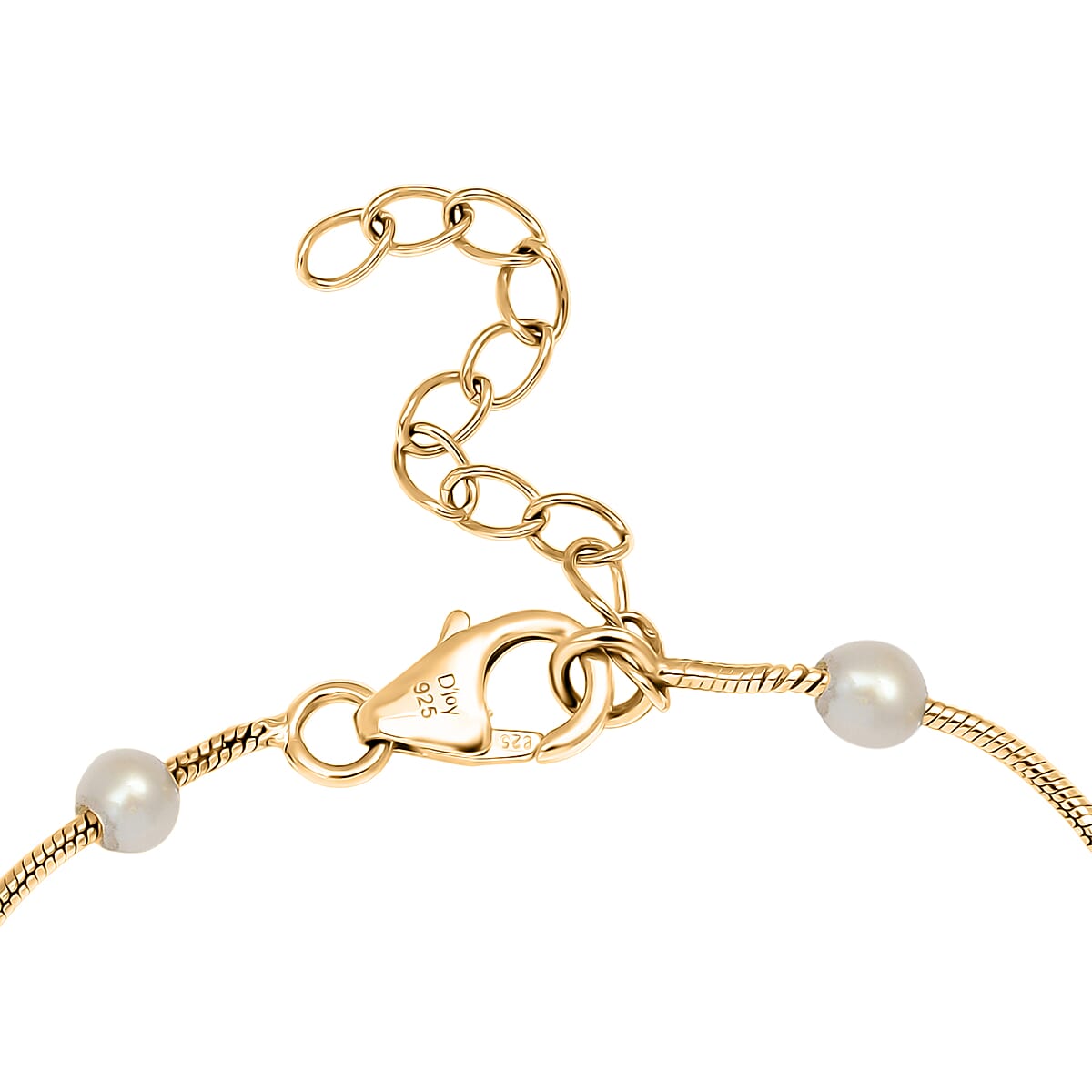 D'Joy Pearl Station Necklace 18-20 Inches in 18K Vermeil Yellow Gold Over Sterling Silver image number 3