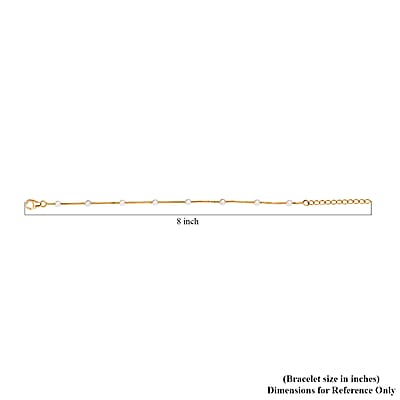 D'Joy Pearl Station Necklace 18-20 Inches in 18K Vermeil Yellow Gold Over Sterling Silver