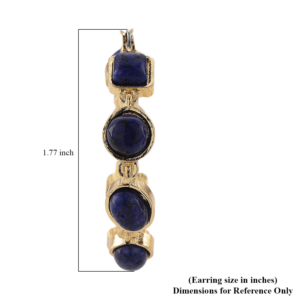  Lapis Lazuli 50.00 ctw Hoop Earrings in Goldtone image number 4