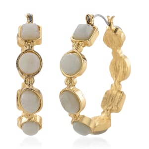 Amazonite 50.00 ctw Hoop Earrings in Goldtone