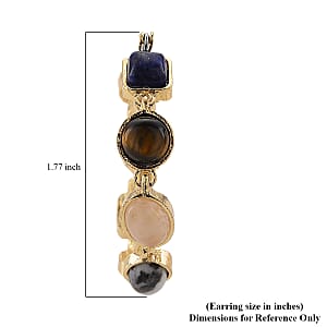 Multi Gemstone 50.00 ctw Hoop Earrings in Goldtone