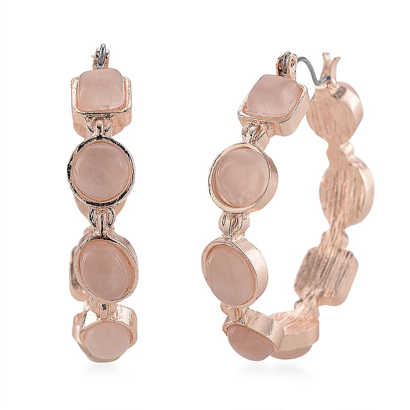 Galilea Rose Quartz 50.00 ctw Hoop Earrings in Rosetone