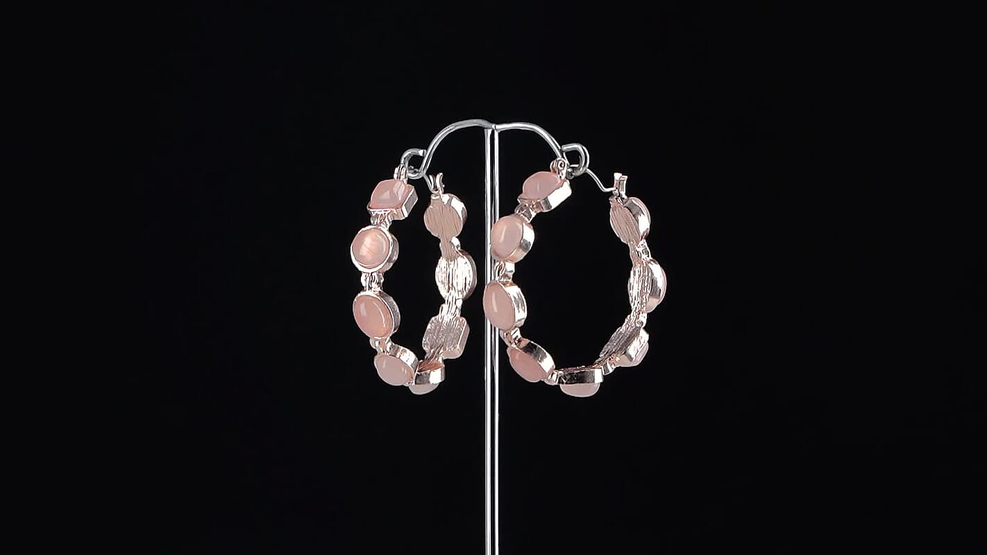 Lapis Lazuli Hoop Earrings in Goldtone 50.00 ctw