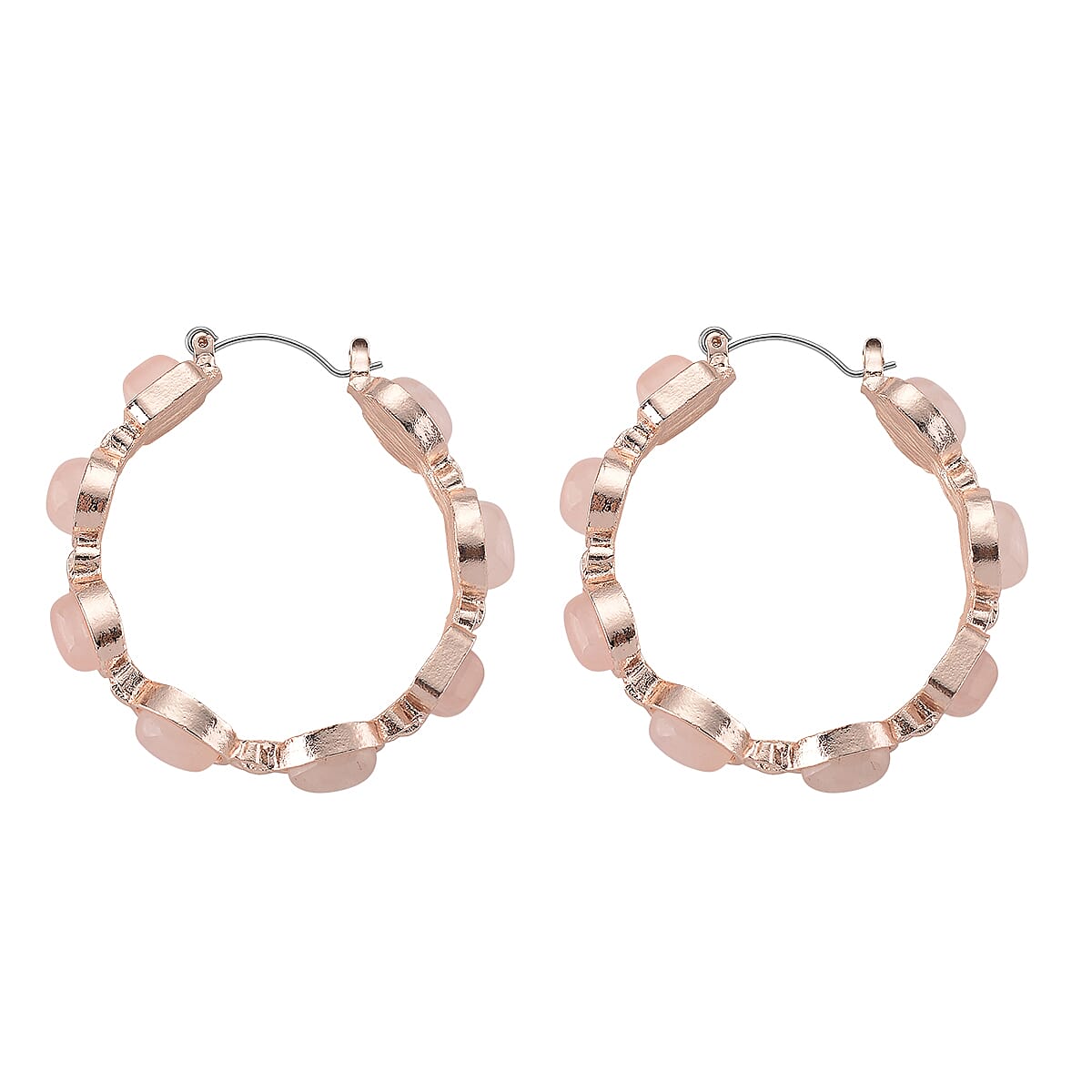 Galilea Rose Quartz 50.00 ctw Hoop Earrings in Rosetone