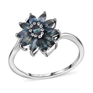 D'Joy Australian Sapphire 1.15 ctw Ring in Rhodium Over Sterling Silver (Size 7.0)