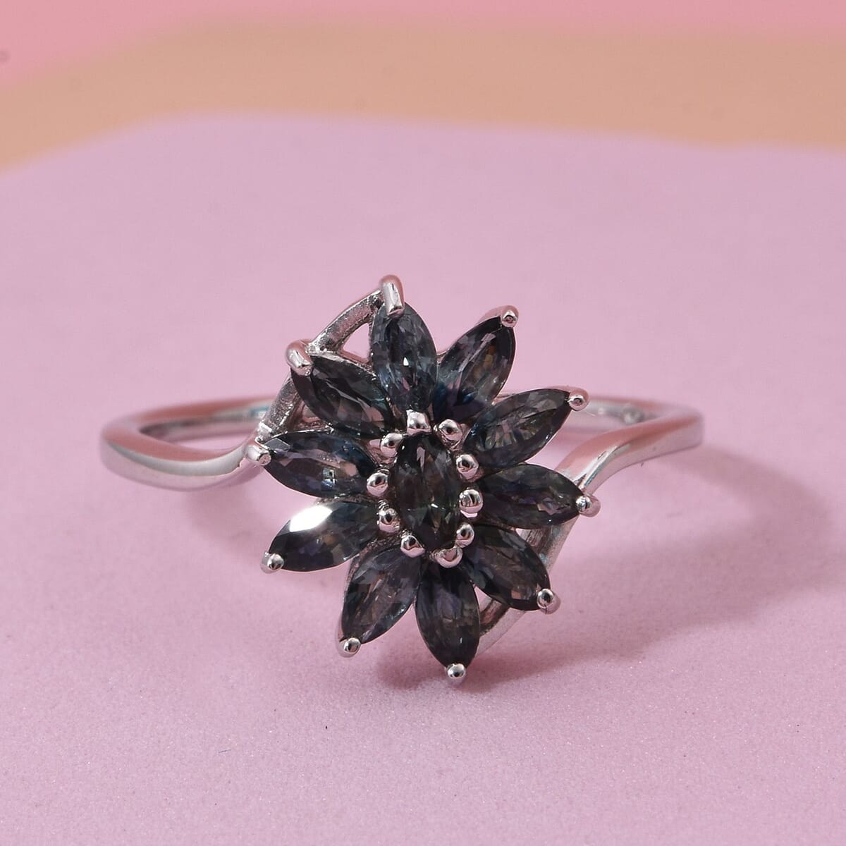 D'Joy Australian Sapphire 1.15 ctw Ring in Rhodium Over Sterling Silver (Size 7.0) image number 1