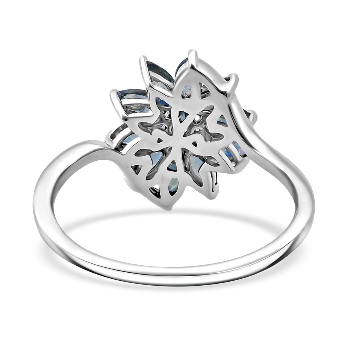 D'Joy Australian Sapphire 1.15 ctw Ring in Rhodium Over Sterling Silver (Size 7.0) image number 4