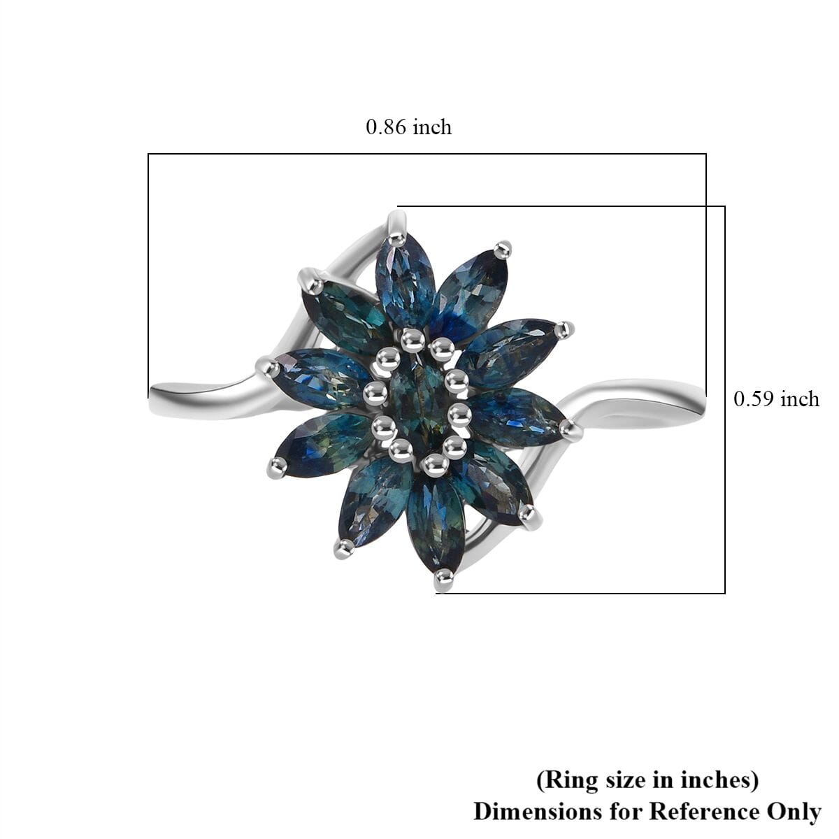 D'Joy Australian Sapphire 1.15 ctw Ring in Rhodium Over Sterling Silver (Size 7.0) image number 5