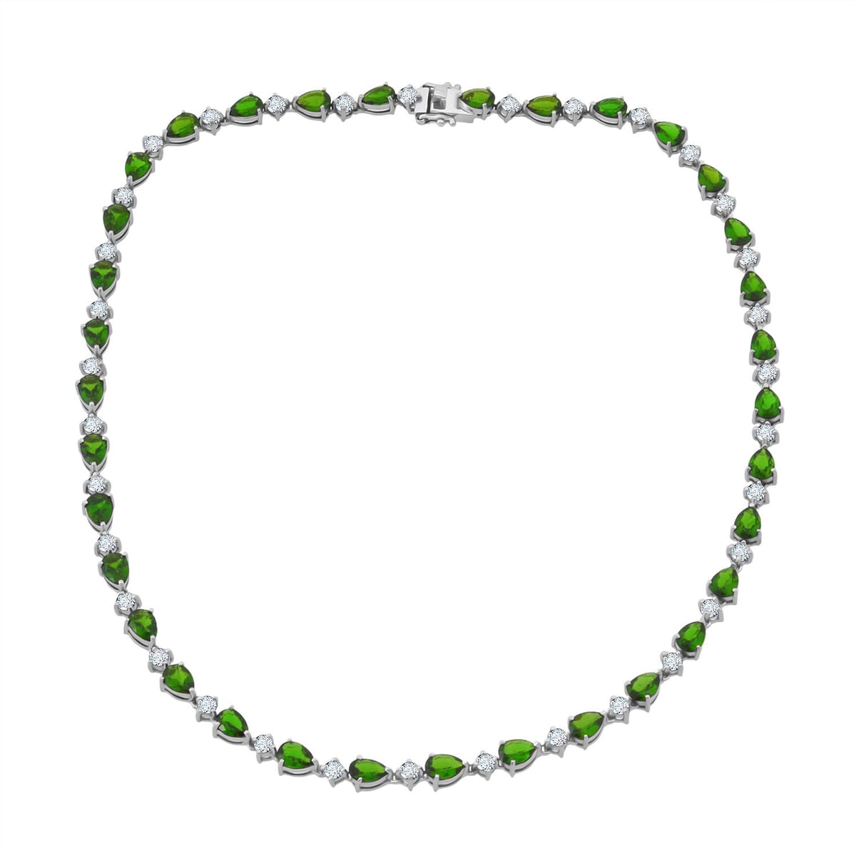 D'Joy Chrome Diopside and Moissanite 30.60 ctw Necklace in Rhodium Over Sterling Silver 18 Inches image number 0