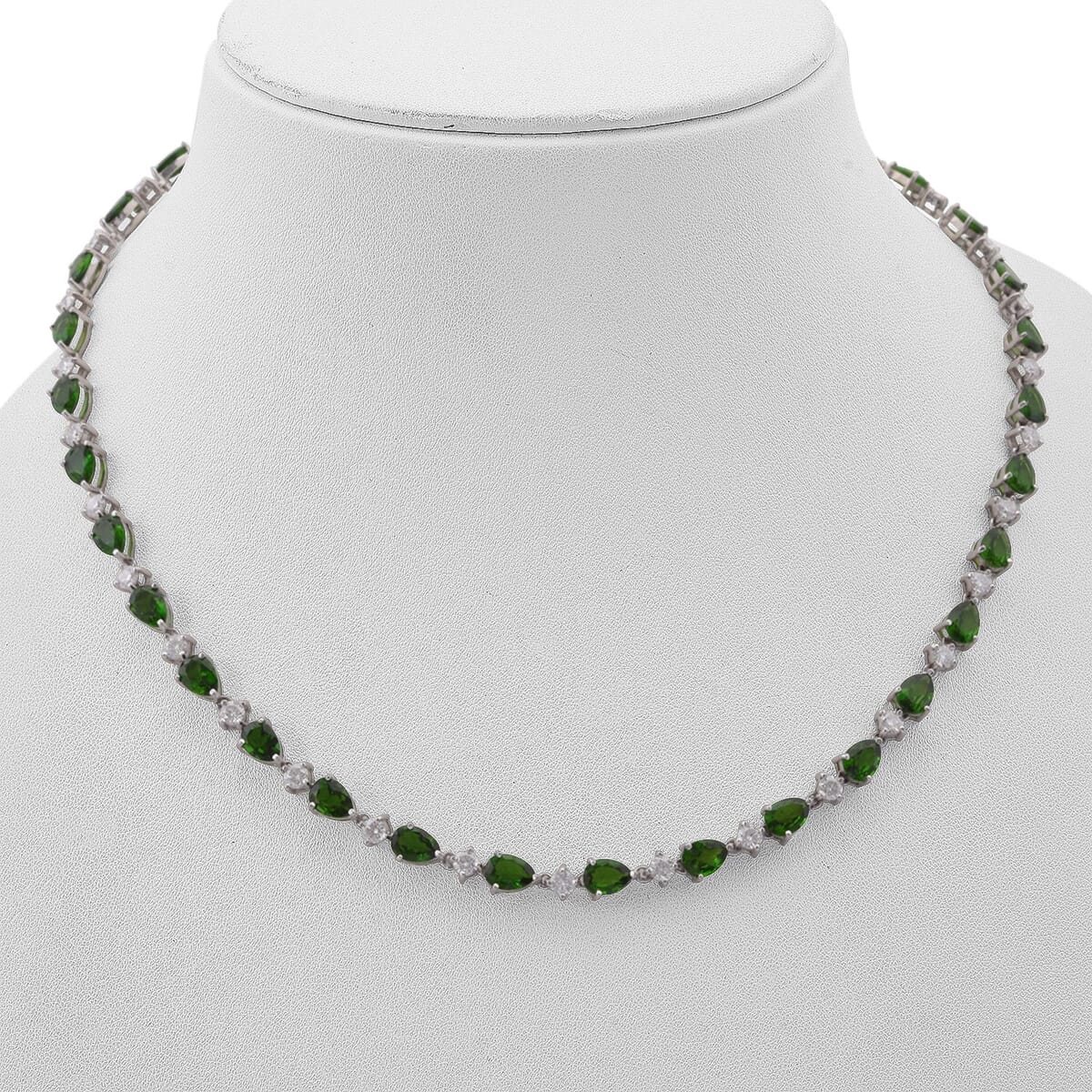 D'Joy Chrome Diopside and Moissanite 30.60 ctw Necklace in Rhodium Over Sterling Silver 18 Inches image number 2