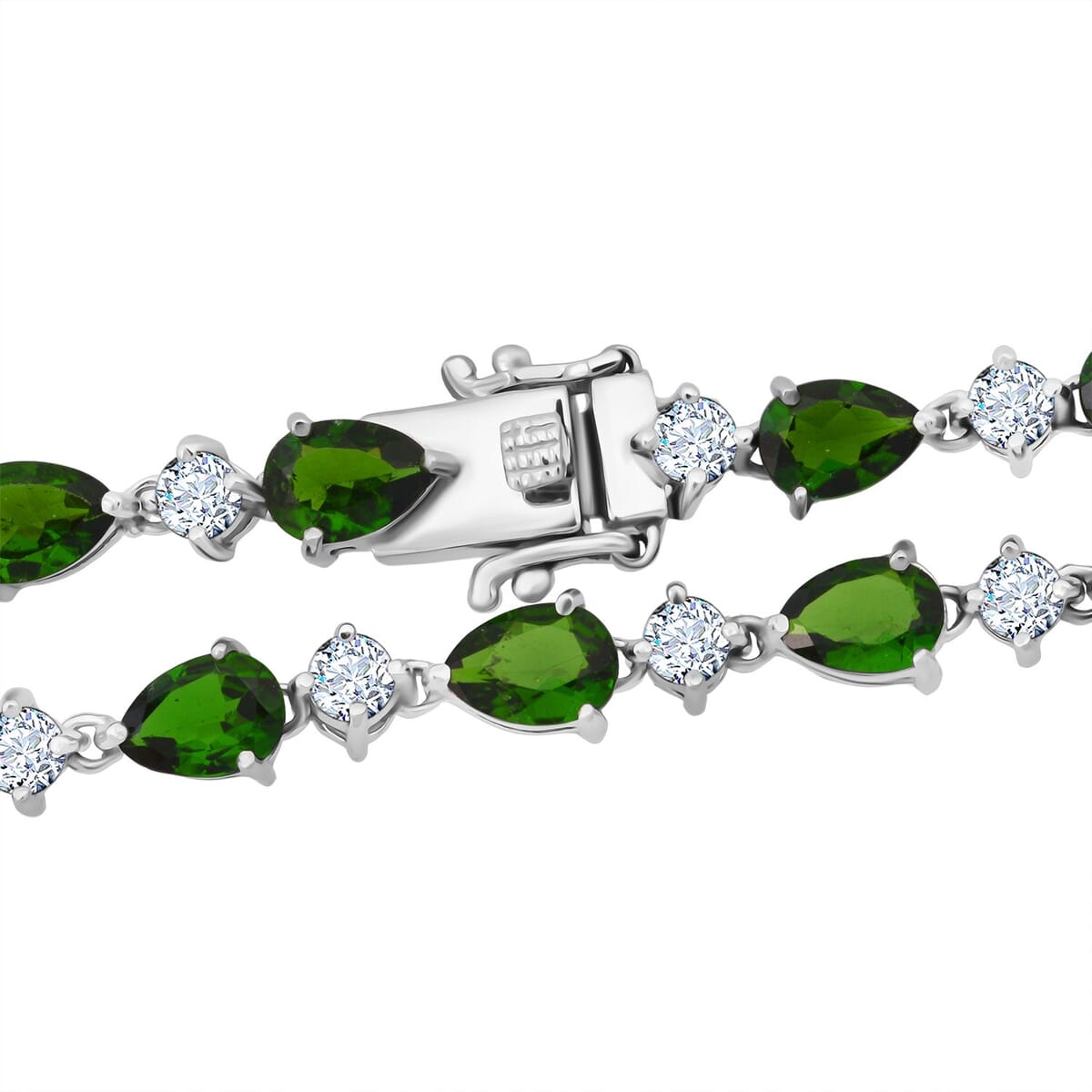D'Joy Chrome Diopside and Moissanite 30.60 ctw Necklace in Rhodium Over Sterling Silver 18 Inches image number 3